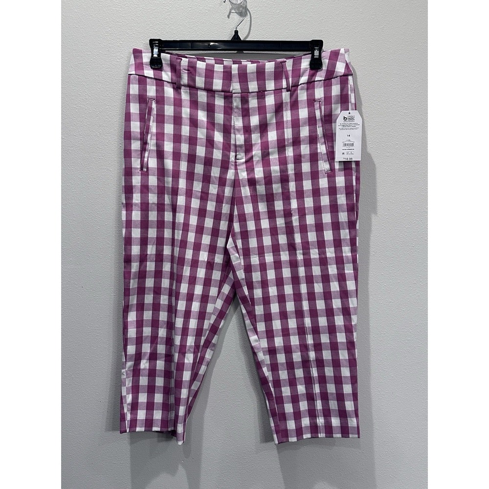 Time and Tru Women's Size 14 Gingham Capri Pants Cottagecore Picnic Summertime